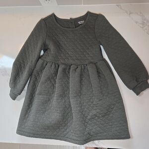 Army Green Quilted Long Sleeve Dress